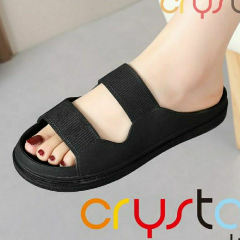Jual 2202-2 Sandal Sepatu Crystal Lux Model Selop Ban Dua Polos Wanita ...