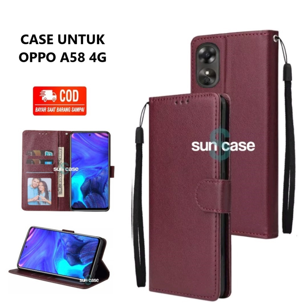 BoerHang Cover per Oppo A58 4G, Slot per Schede, Staffa, Cover Pelle PU Flip Portafoglio, Cover per Oppo A58 4G.(Oro