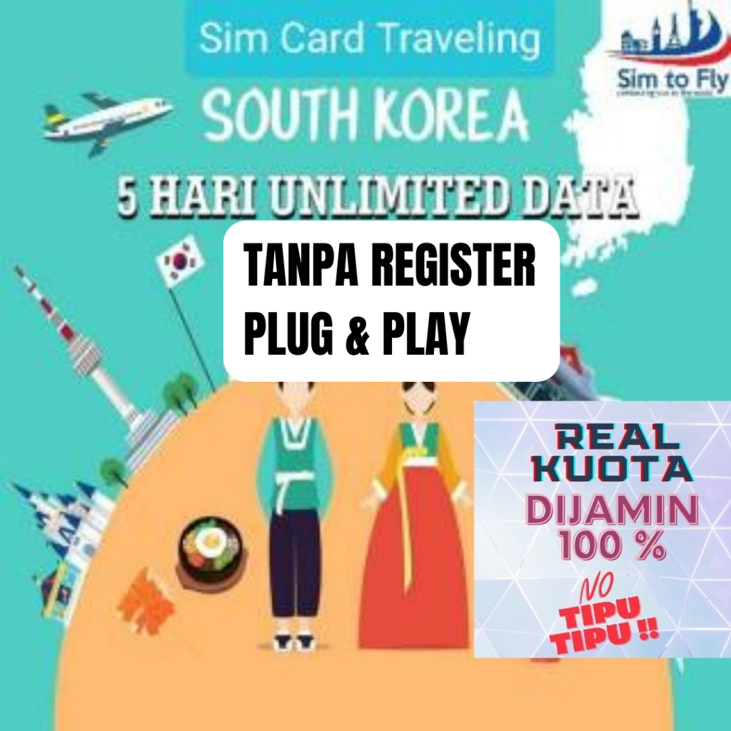Jual Simcard Korea Unlimited Data ( Sim card Korea ) Shopee