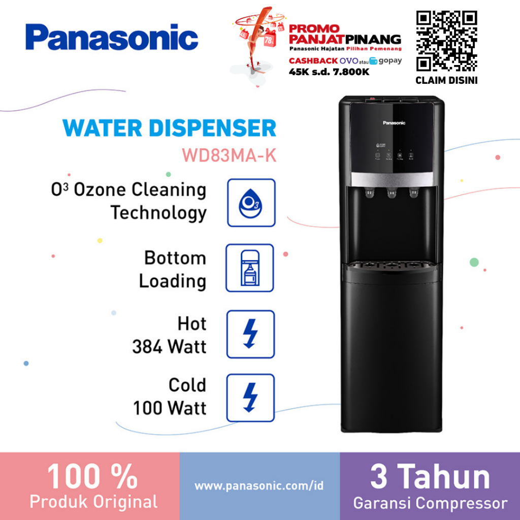 Jual Panasonic NYWDB83MAK1 Water Dispenser Bottom Loading Black
