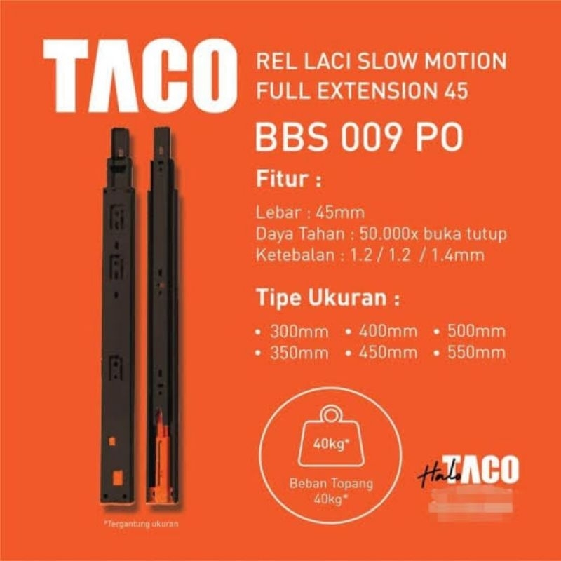 Jual Rel laci taco Push open lebar 45mm sepasang panjang 30cm 35cm 40cm ...