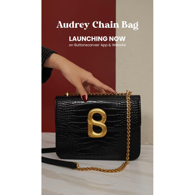 Shop Buttonscarves accessories The Audrey Monogram Bag Medium - Black Bag