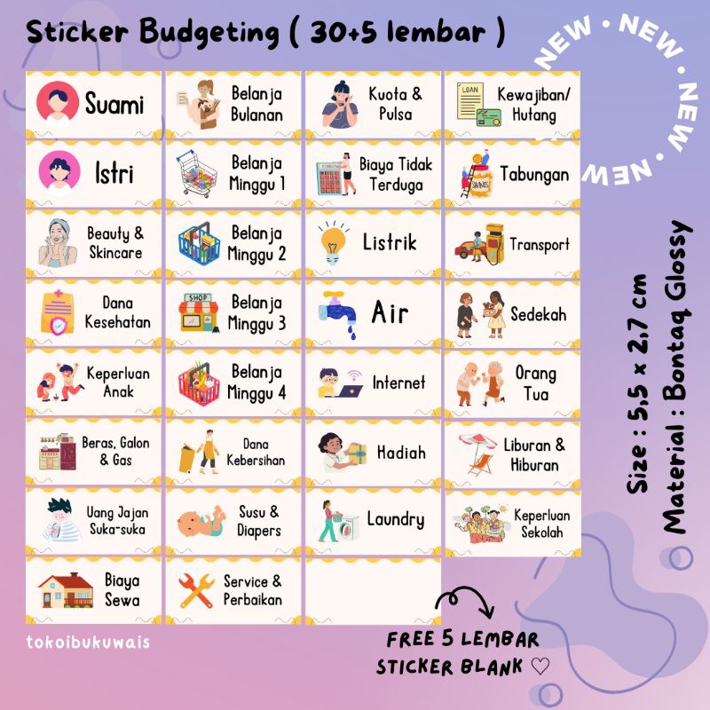Jual STICKER BUDGETING AESTHETIC 1 SET 30+5 LEMBAR MURAH | Shopee Indonesia
