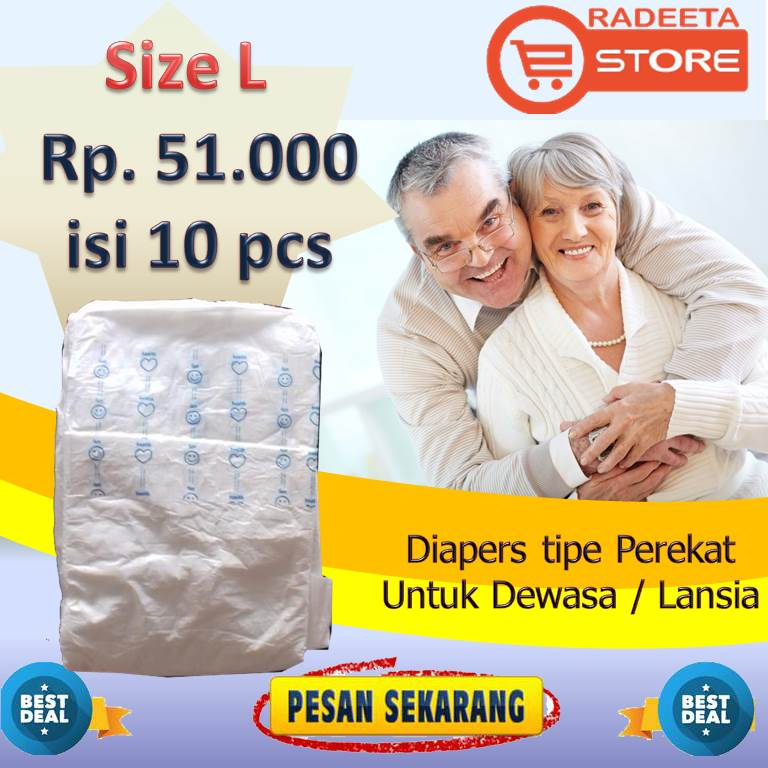 Jual DIAPERS PEMPES POPOK TIPE PEREKAT UNTUK DEWASA DAN LANSIA UKURAN L