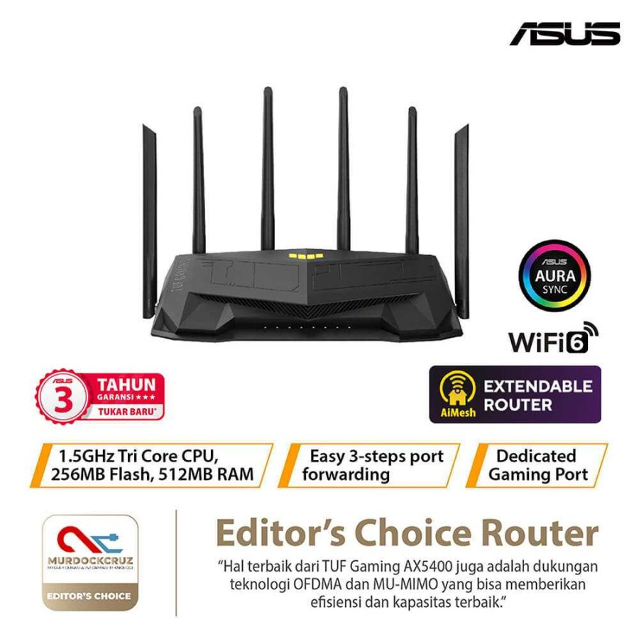 Jual ASUS TUF AX5400 Router Gaming RGB Dual Band WiFi 6 AiMesh Wi-Fi ...