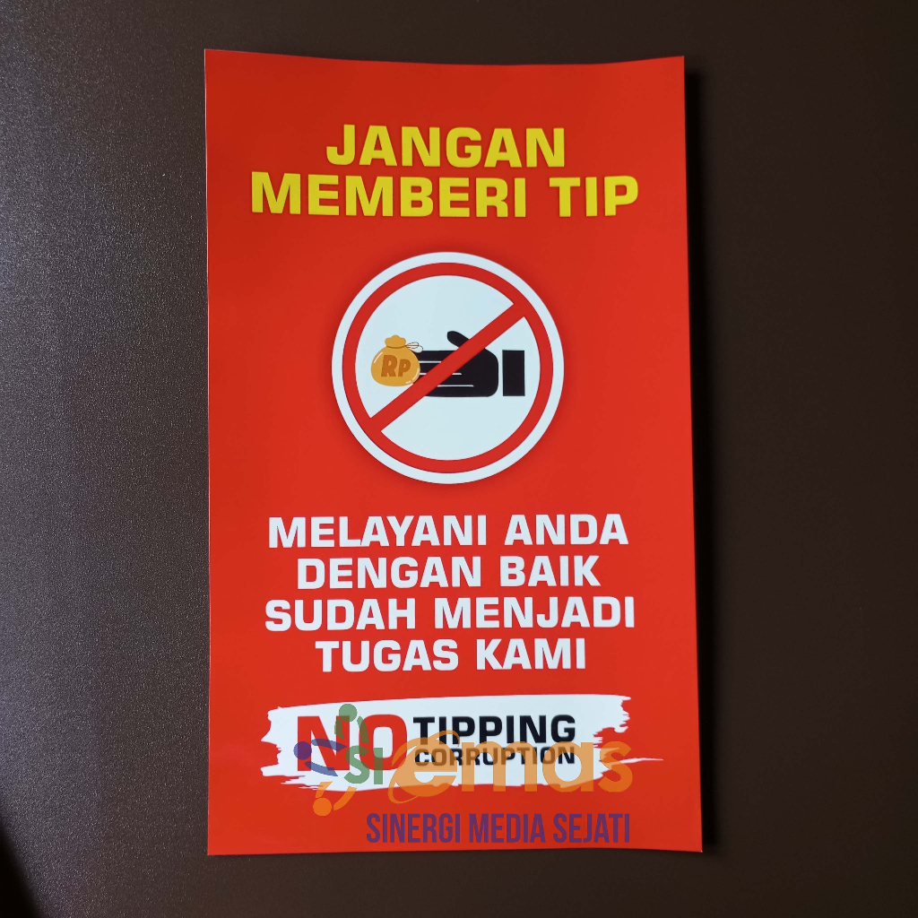 Jual Stiker Jangan Memberi Tip / Sticker No Tipping / Stiker Anti ...