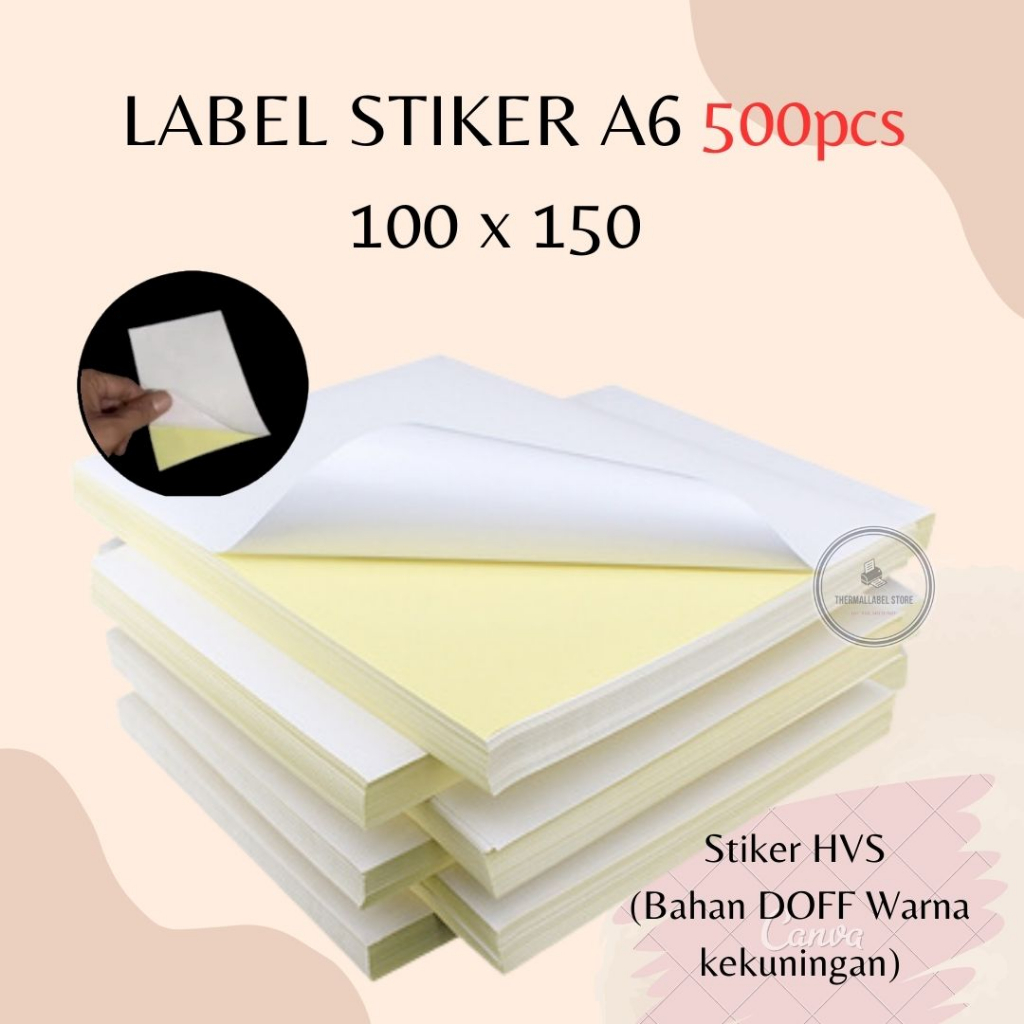 Jual Stiker Hvs A6 Doff 10 X 15 Cm Kertas Sticker Ukuran A6 500pcs