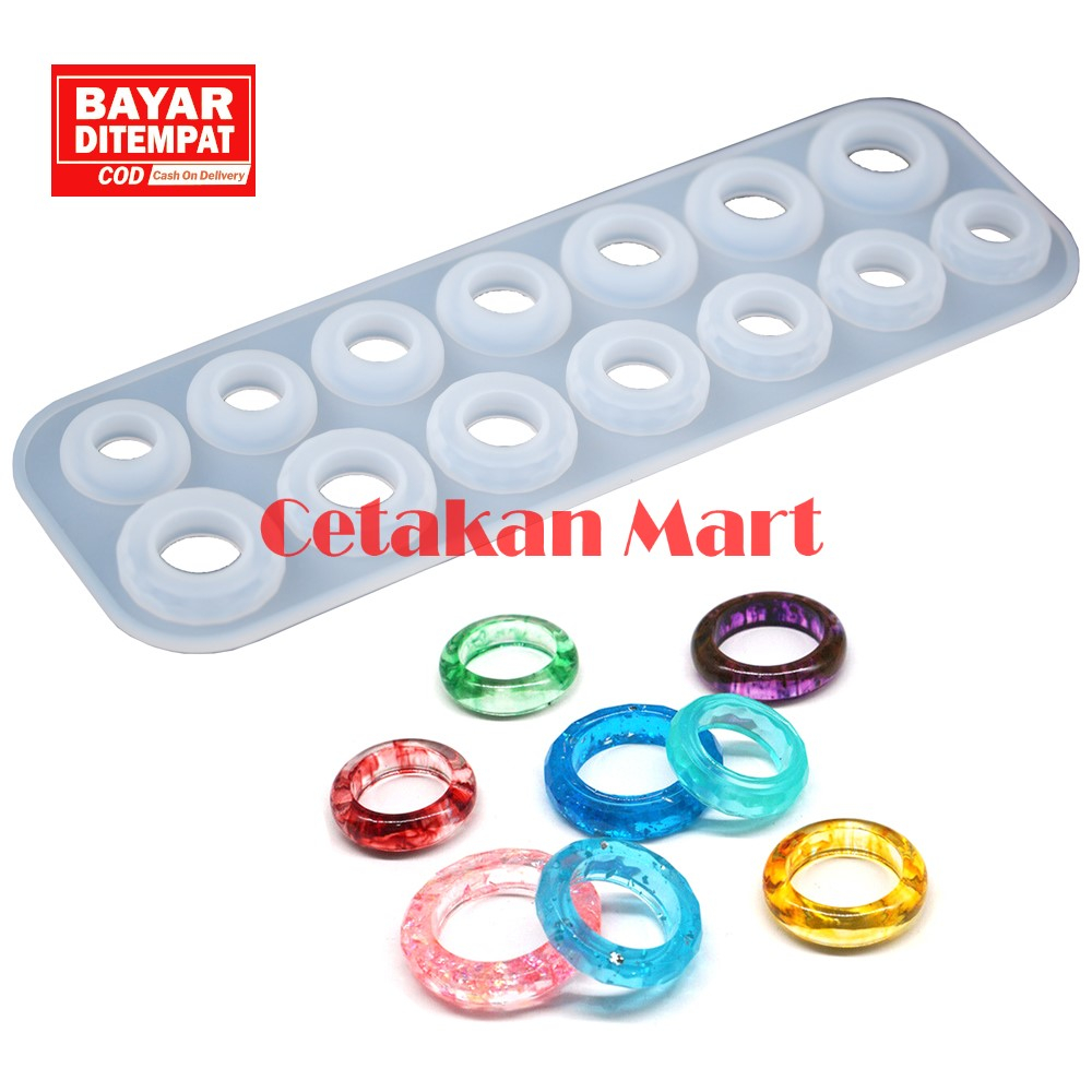 Jual CM Cetakan Resin Epoxy Craft Cincin Multi Ukuran 14 Cavity Silikon ...