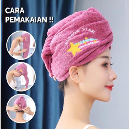 Handuk kepala keramas handuk kepala pengering rambut cepat kering shower cap magic