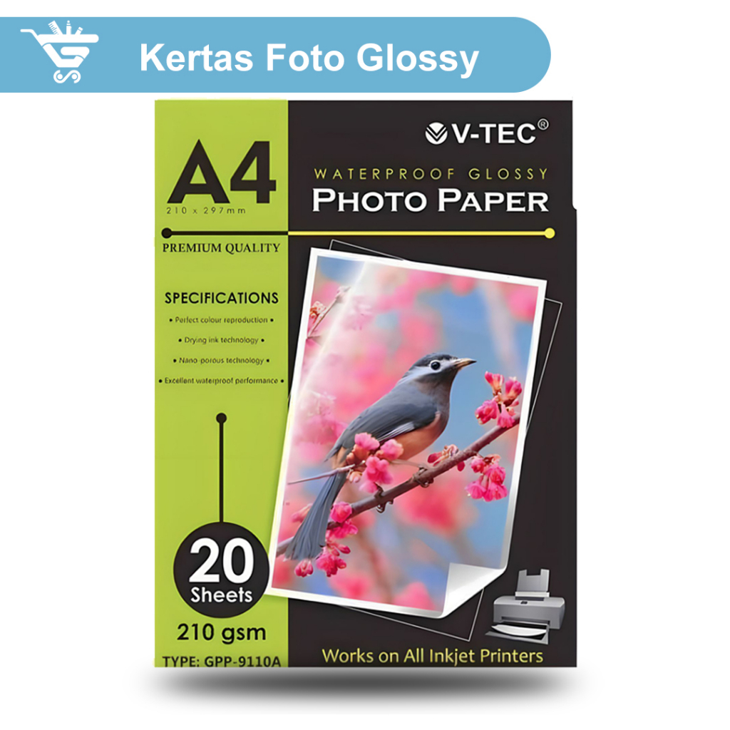 Jual VTec Glossy Photo Paper A4 210 gsm/ Kertas Foto/ Kertas Foto