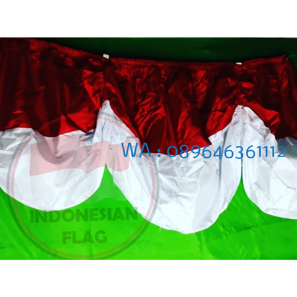 Jual Bendera Merah Putih Backdrop SATIN Karet Rumbai 10 meter 10 ...