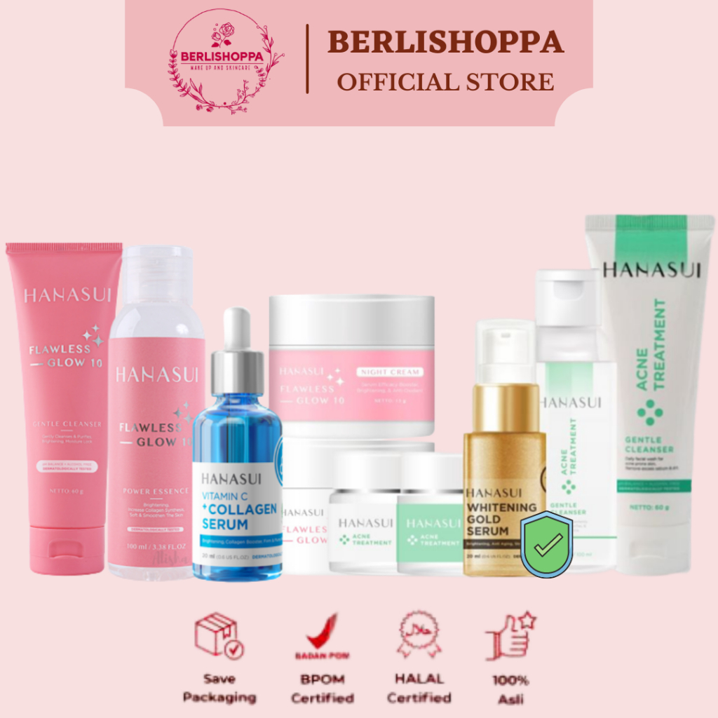 Jual HANASUI Skincare Paket Flawless Glow 10 Set / Acne Treatment