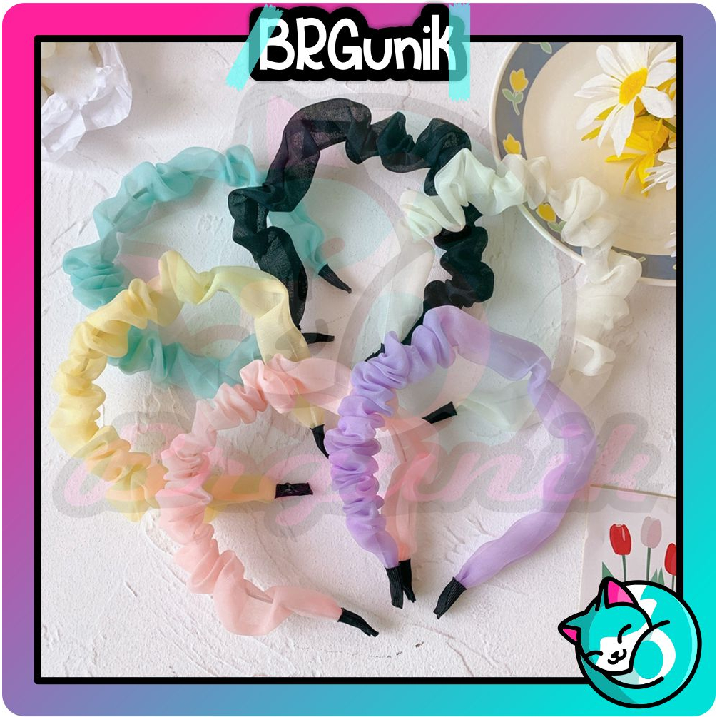 Jual Brgunik Bando Fashion Korea Kerut Satin Bandana Scrunchies Bando A094 Shopee Indonesia 