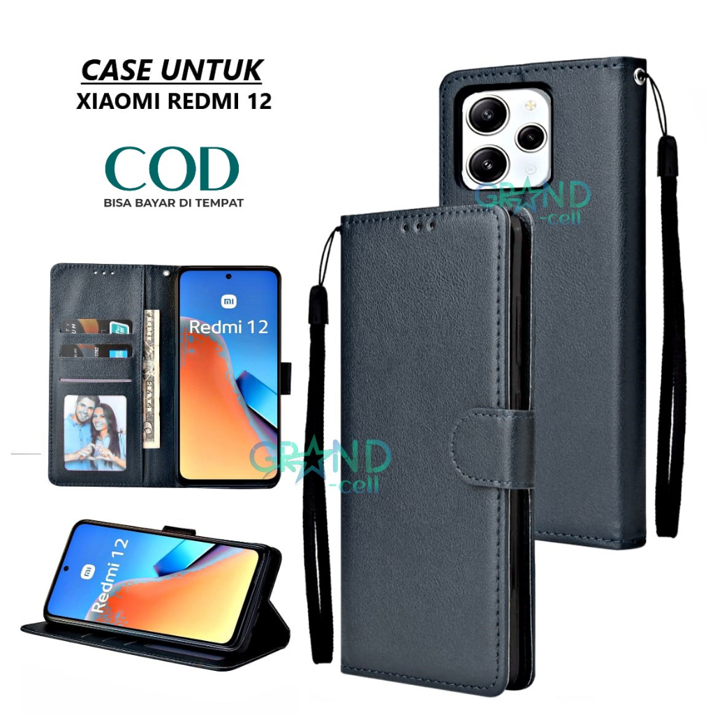 Jual case hp for XIAOMI REDMI 12 Premium flip wallet Flip case