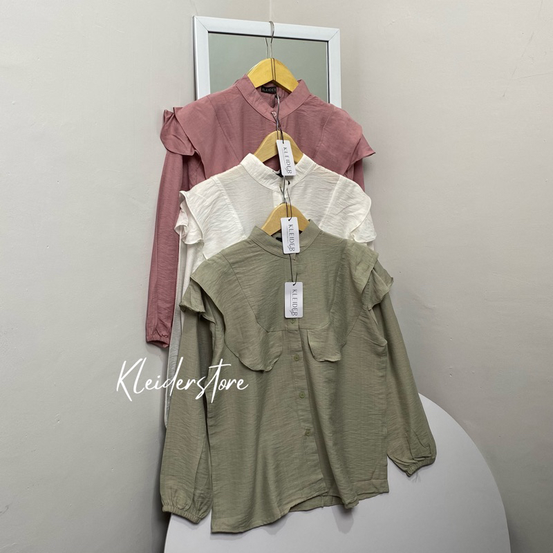 Jual Ruffle Shirt - Kemeja Ruffle by kle.id | Shopee Indonesia