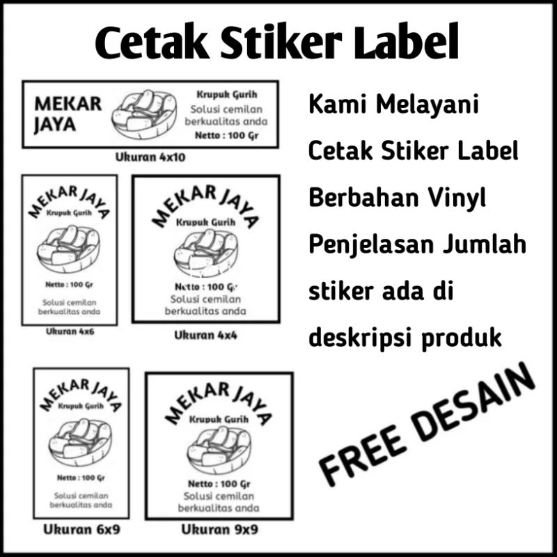 Jual Cetak Stiker Label Produk Cemilan Umkm Brand Sendiri