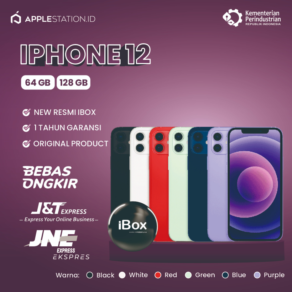 Jual NEW IBOX IPHONE 12 64 128 GB GARANSI 1 TAHUN RESMI INDO | Shopee ...