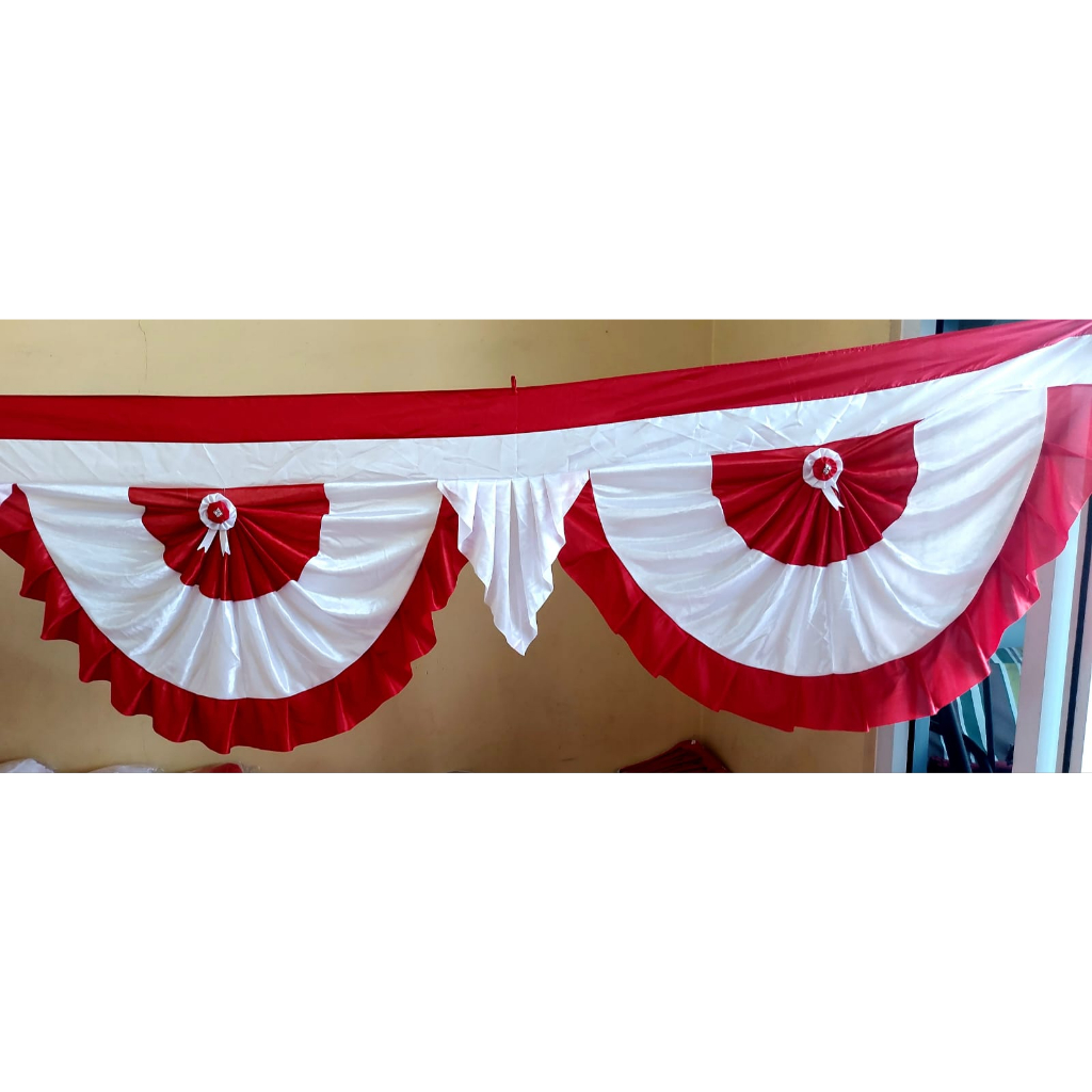 Jual Bendera Merah Putih Backdrop Rumbai Bunder 5 Meter tinggi 75cm 5 ...
