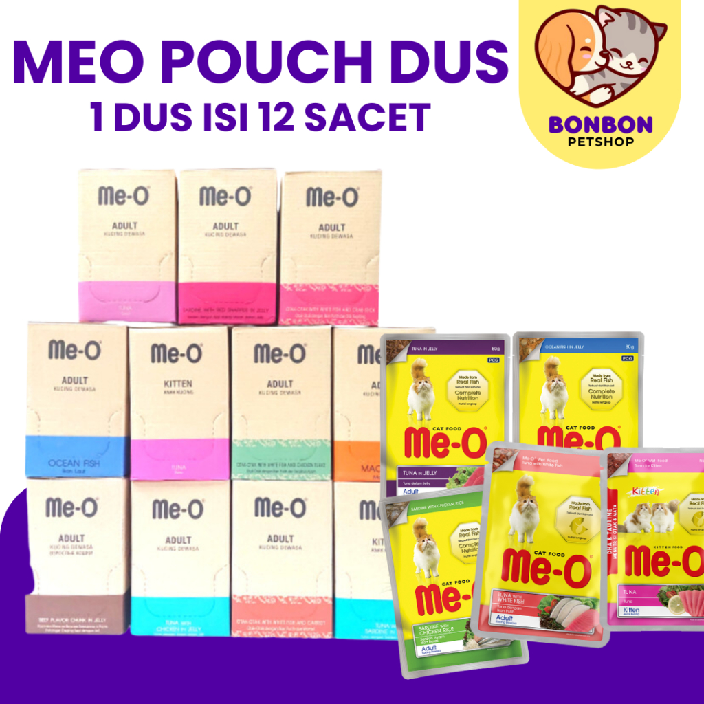 Jual Meo Pouch Dus 12 Sachet 80gr Makanan Kucing Basah Me-O Adult ...