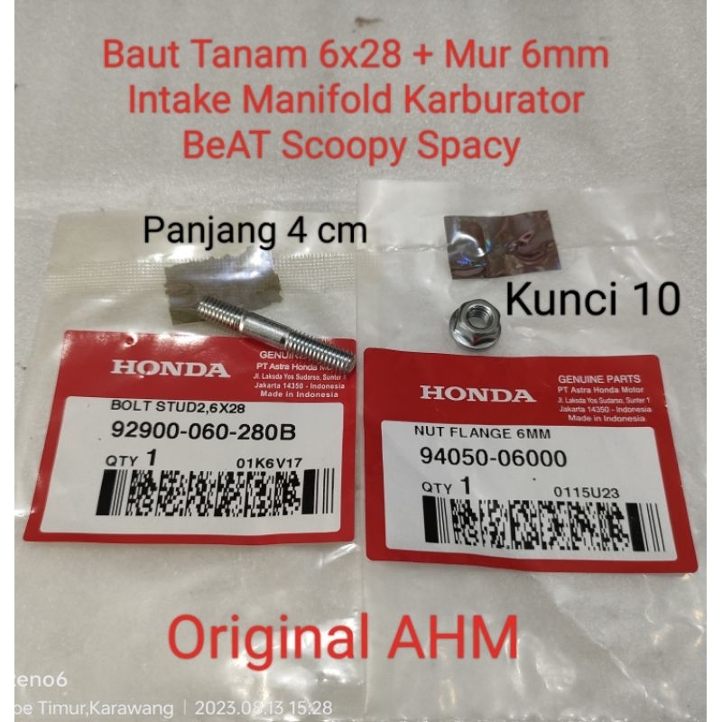 Jual Baut Tanam X Mur Mm Intake Manifold Karburator Beat Scoopy Spacy Ori Ahm B