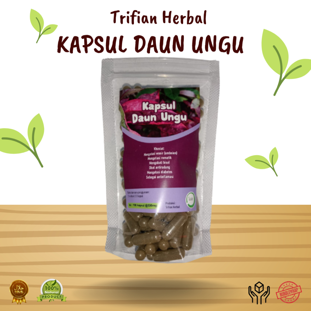 Jual Kapsul Daun Ungu 100 Kapsul Dari Trifian Herbal Original Shopee