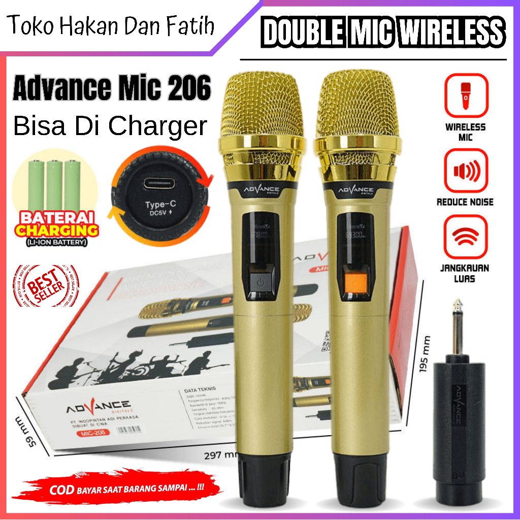 Jual Advance MIC206 Double Digital Mic Wireless Microphone Bisa Di Cas
