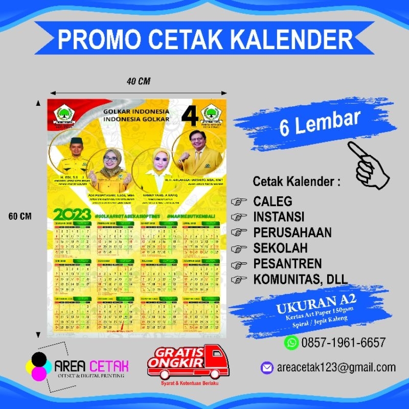 Jual Kalender 2024 Custom A2 Besar 6 Lembar | Shopee Indonesia