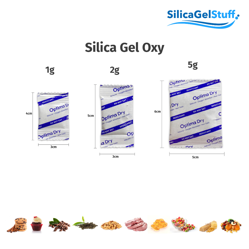 Jual SILICA GEL OXY 1, 2 atau 5 gram sachet plastik untuk makanan
