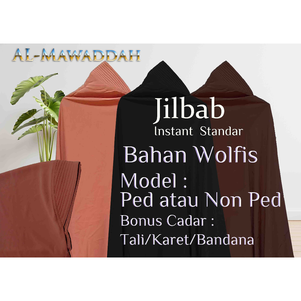 Jual Jilbab Instan Standar Bahan WOLFIS Model Ped & Non Ped + Cadar