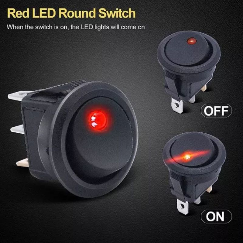 Jual RED 3 Pins Mini Oval Rocker Switch ON-OFF / dc 12Volt | Shopee ...