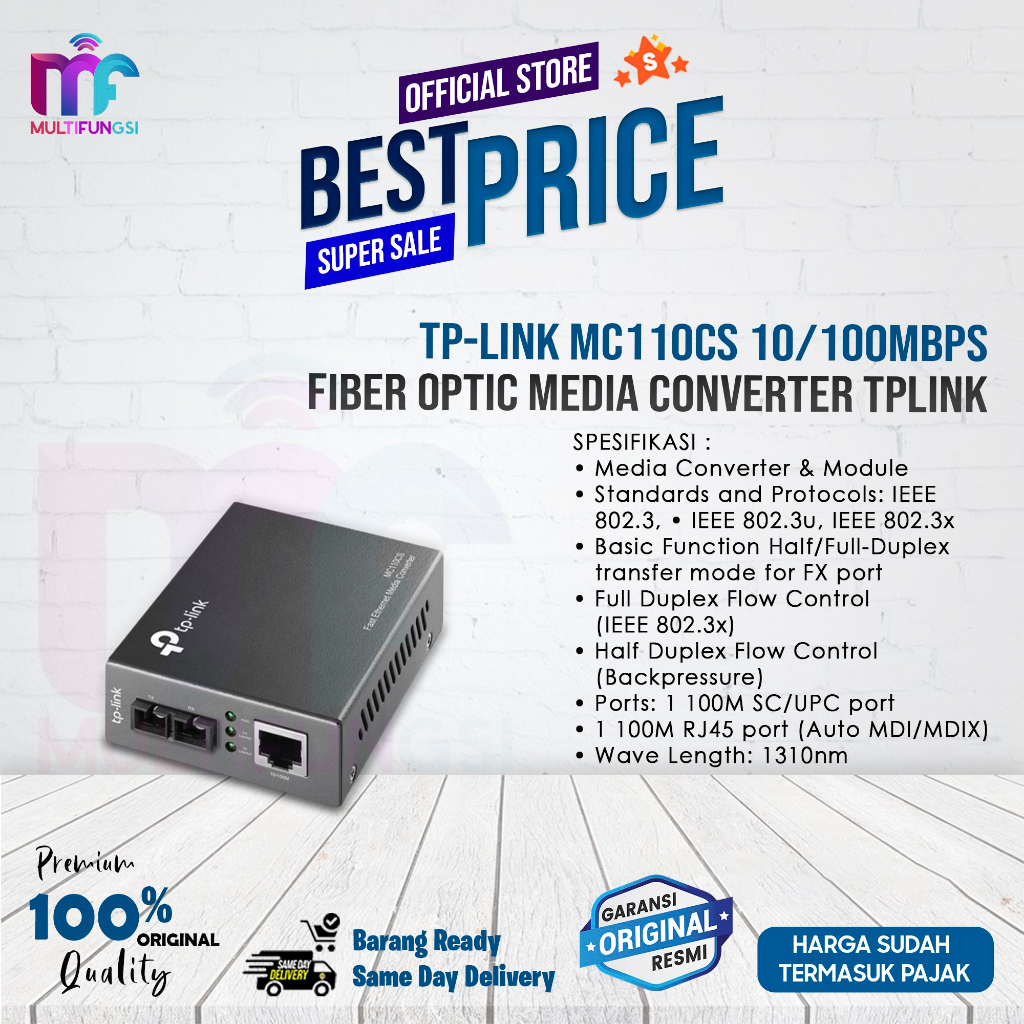 Jual TP-LINK MC110CS 10-100Mbps Single-Mode Media Converter TPLINK ...