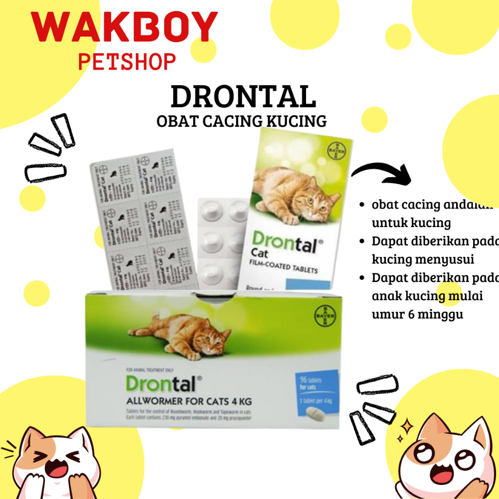 Jual DRONTAL CAT KUCING 1 TABLET Obat Cacing Hewan Kucing Cat Kitten