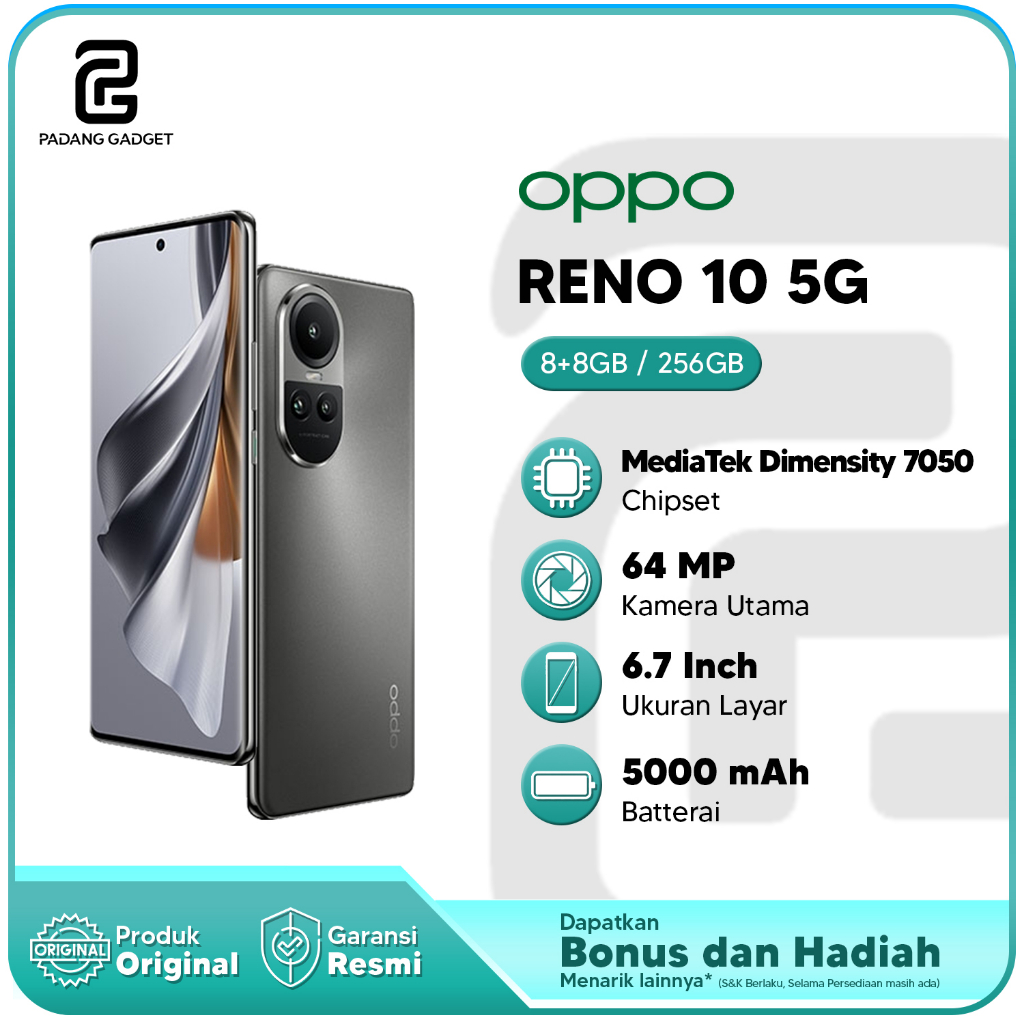 Jual [New] OPPO Reno10 5G 8+8GB/256GB (Garansi Resmi) -Silver Biru ...