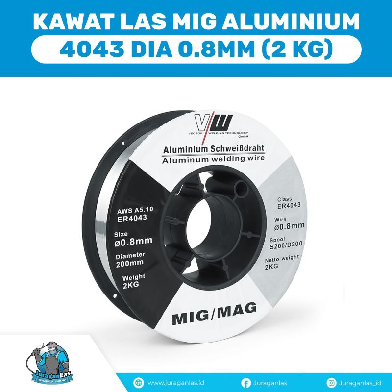 Jual Kawat Las MIG Aluminium/ Almunium / Alu Wire 4043 diameter 0.8mm berat 2 kg | Shopee Indonesia