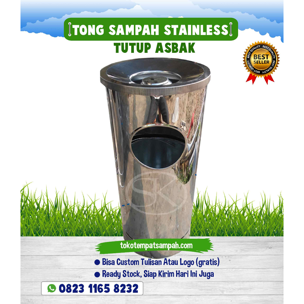 Jual Tong Sampah Stainless Asbak Bulat Tempat Sampah Stainless Asbak