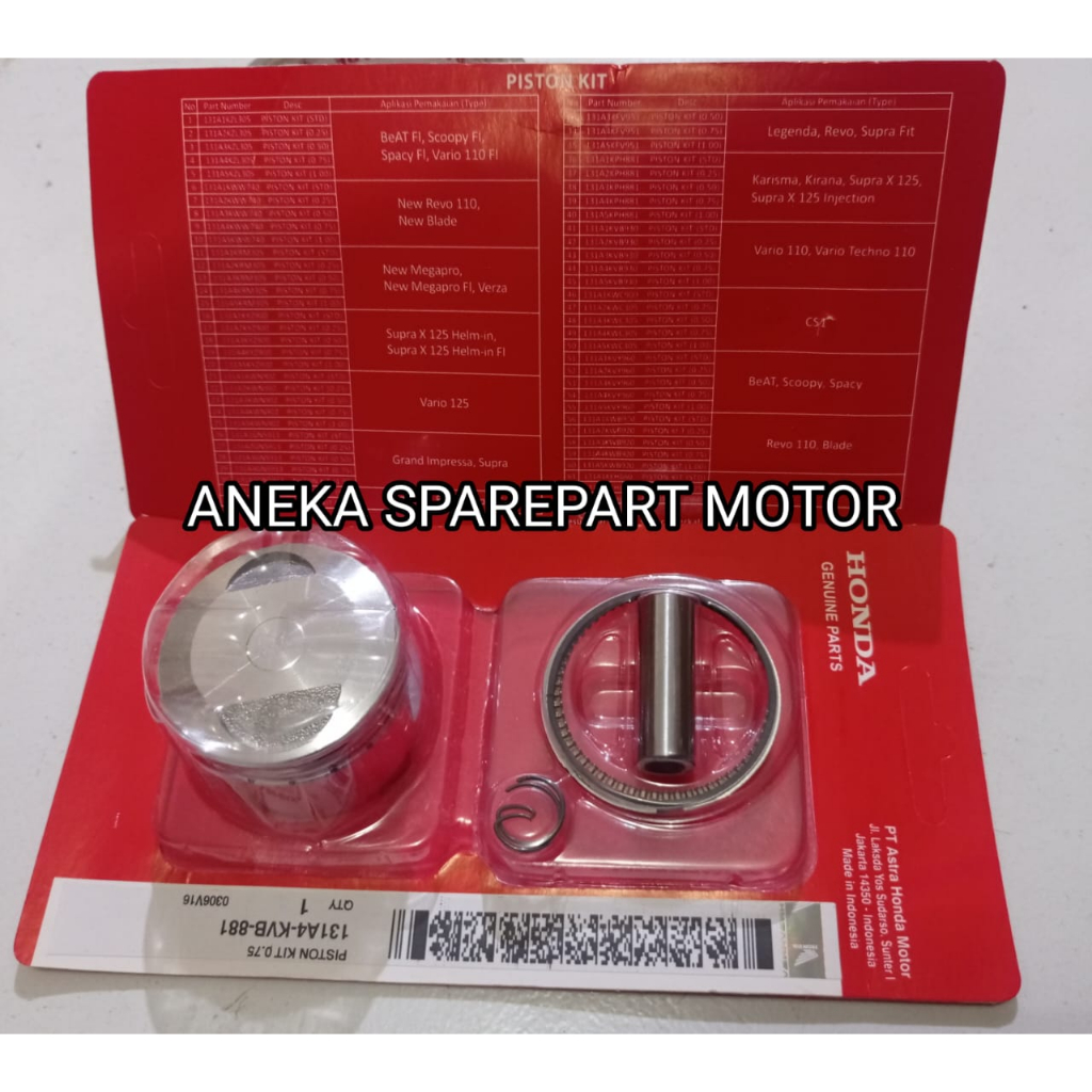 Jual PISTON RING SEHER KIT KVB VARIO 110 TECHNO CW KARBU OS 75 KVB