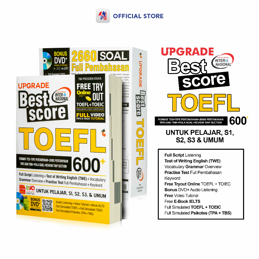 Jual Buku Bahasa Inggris Upgrade Best Score TOEFL 600+ Untuk Pelajaran ...