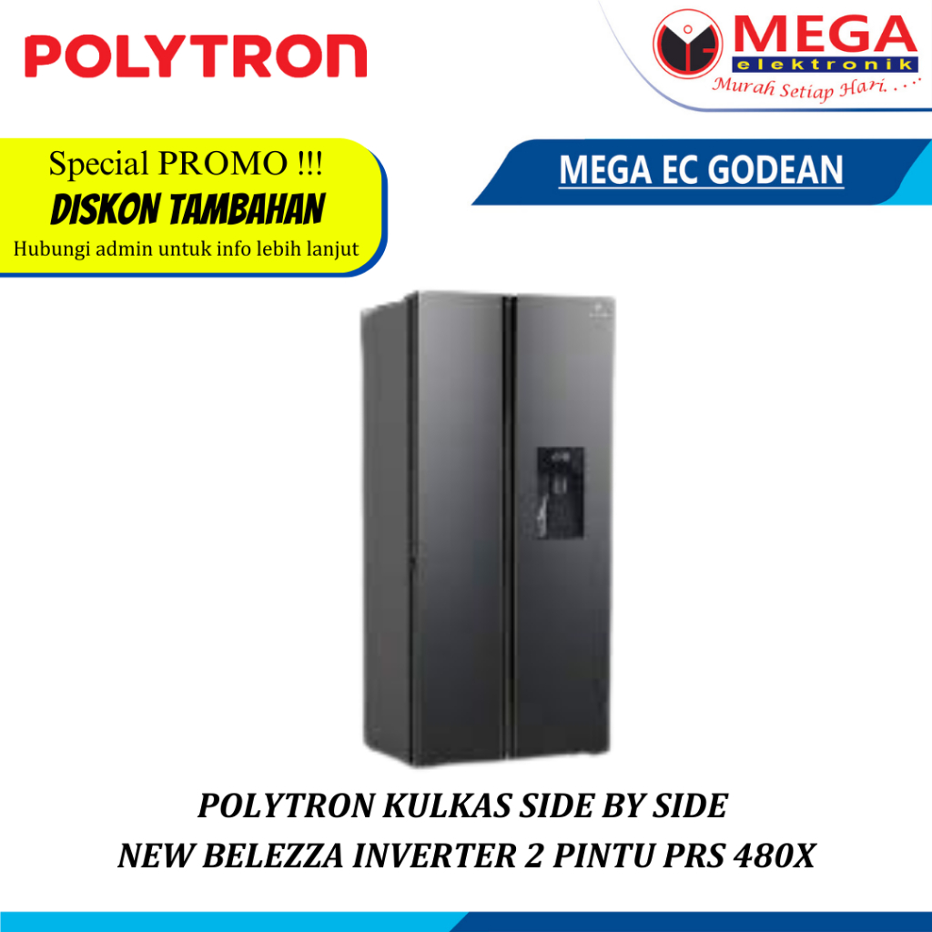 Jual LEMARI ES SIDE BY SIDE 2 PINTU POLYTRON PRS-480X NEW BELLEZA ...