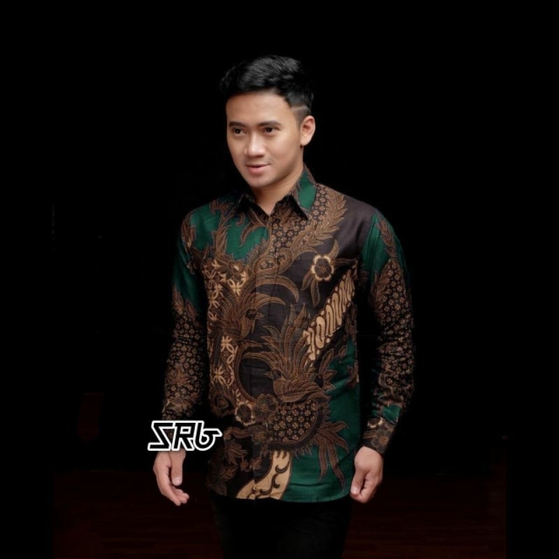 Jual Kemeja Batik Pria Motif Kawung Sage Green Baju Batik Hijau Series