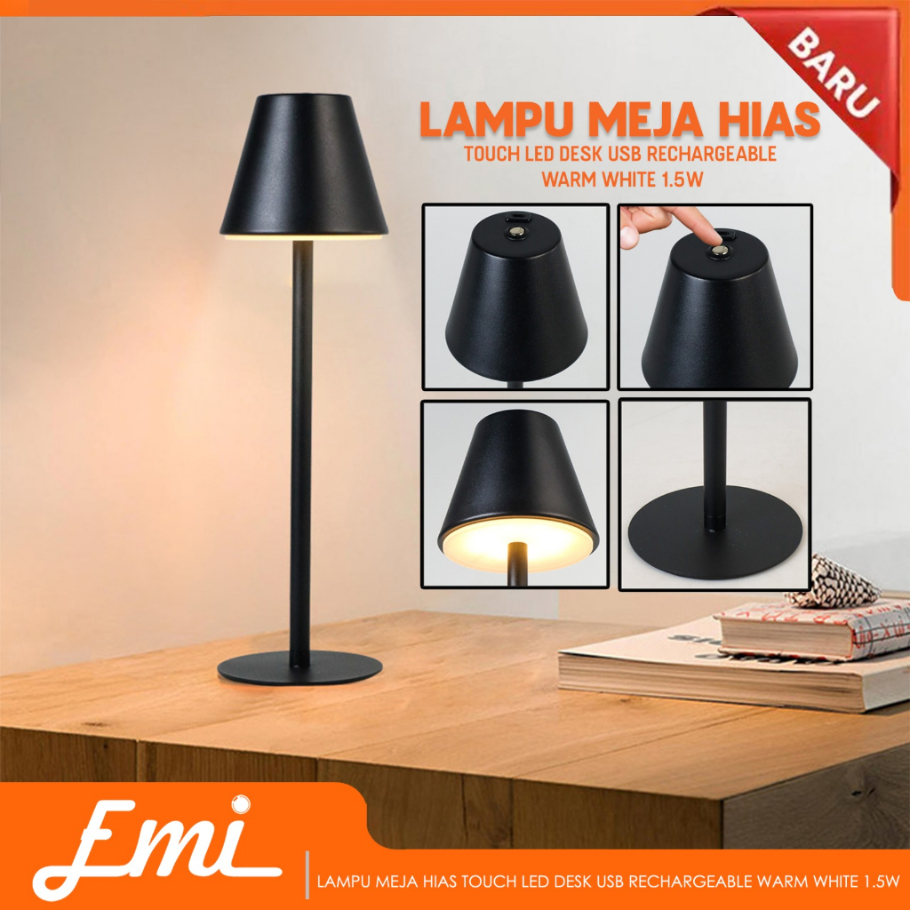 Jual Lampu Meja Hias Touch LED Desk USB Rechargeable Tri Color | Shopee ...