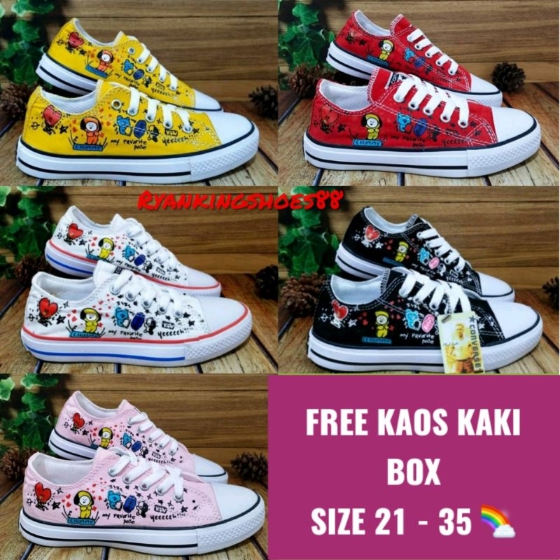 Jual BISA COD Sepatu Converse Anak BTS21 Size 18 35 Sepatu Sneakers Anak Sepatu Anak Laki Laki Sepatu Anak Perempuan Sepatu Baby bts21 Shopee Indonesia