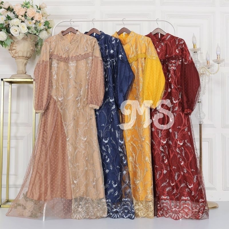 Jual Baju Seragam Lebaran Terbaru 2023 Gamis Brukat Wanita Remaja Pesta Dewasa Idul Fitri Simple 