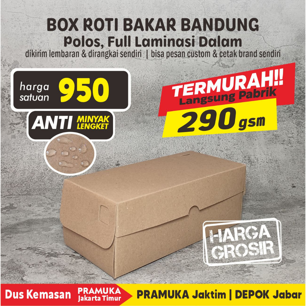Jual BOX ROTI BAKAR BANDUNG KRAFT POLOS LAMINASI | Shopee Indonesia