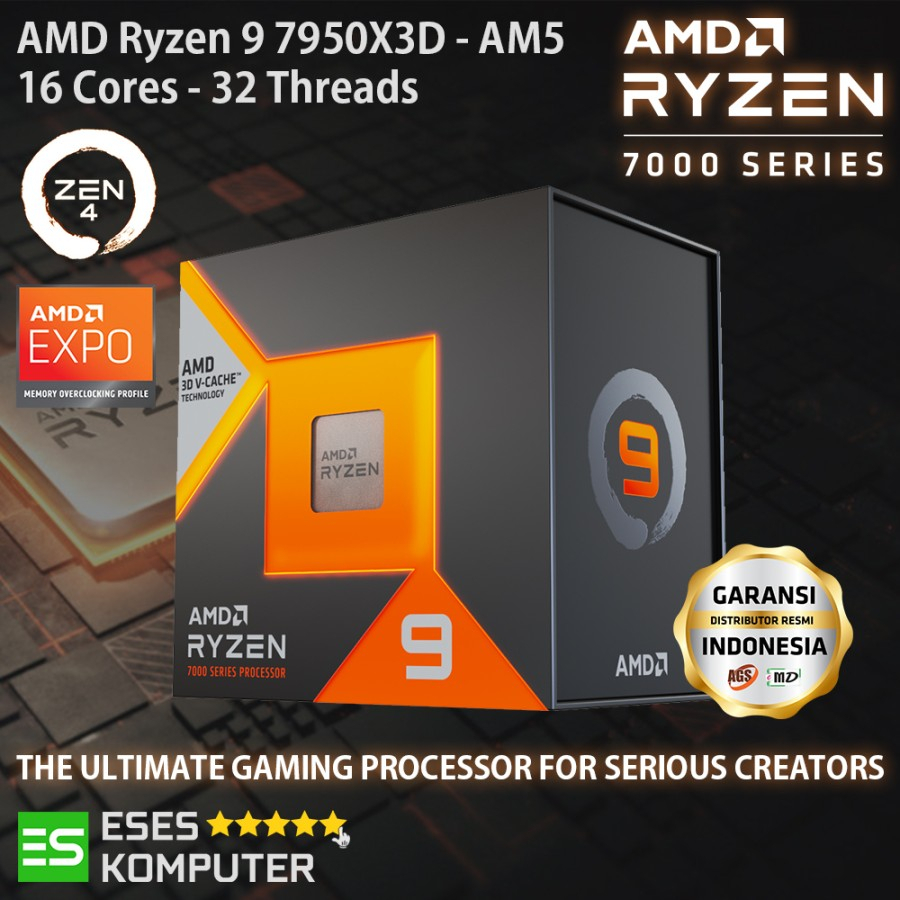 Jual Processor AMD Ryzen 9 7950X3D 4.2GHz Up To 5.7GHz 16-Core AM5 ...