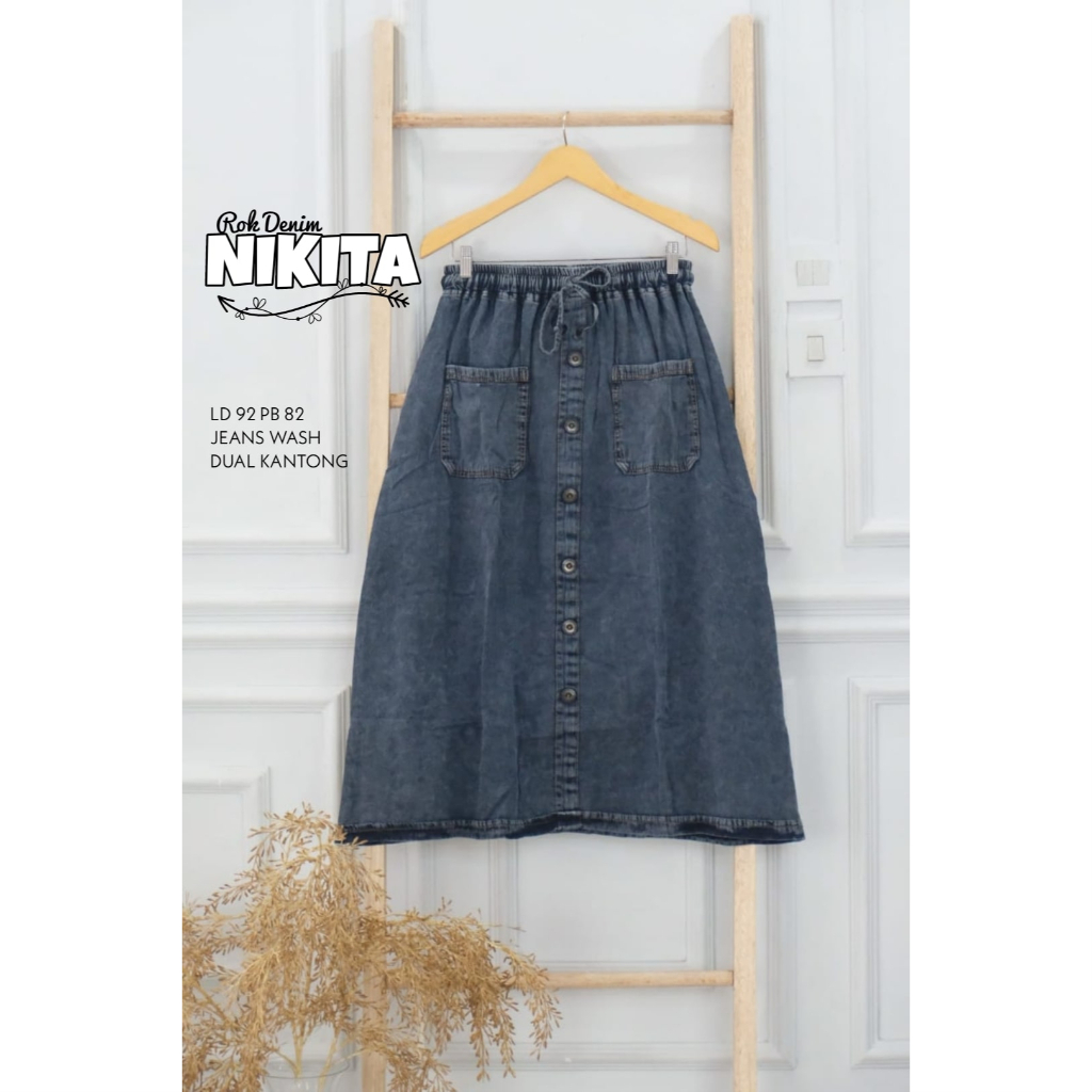 Jual ROK DENIM NIKITA LINGKAR PINGGANG 92 CM ALL REAL PICT | Shopee ...