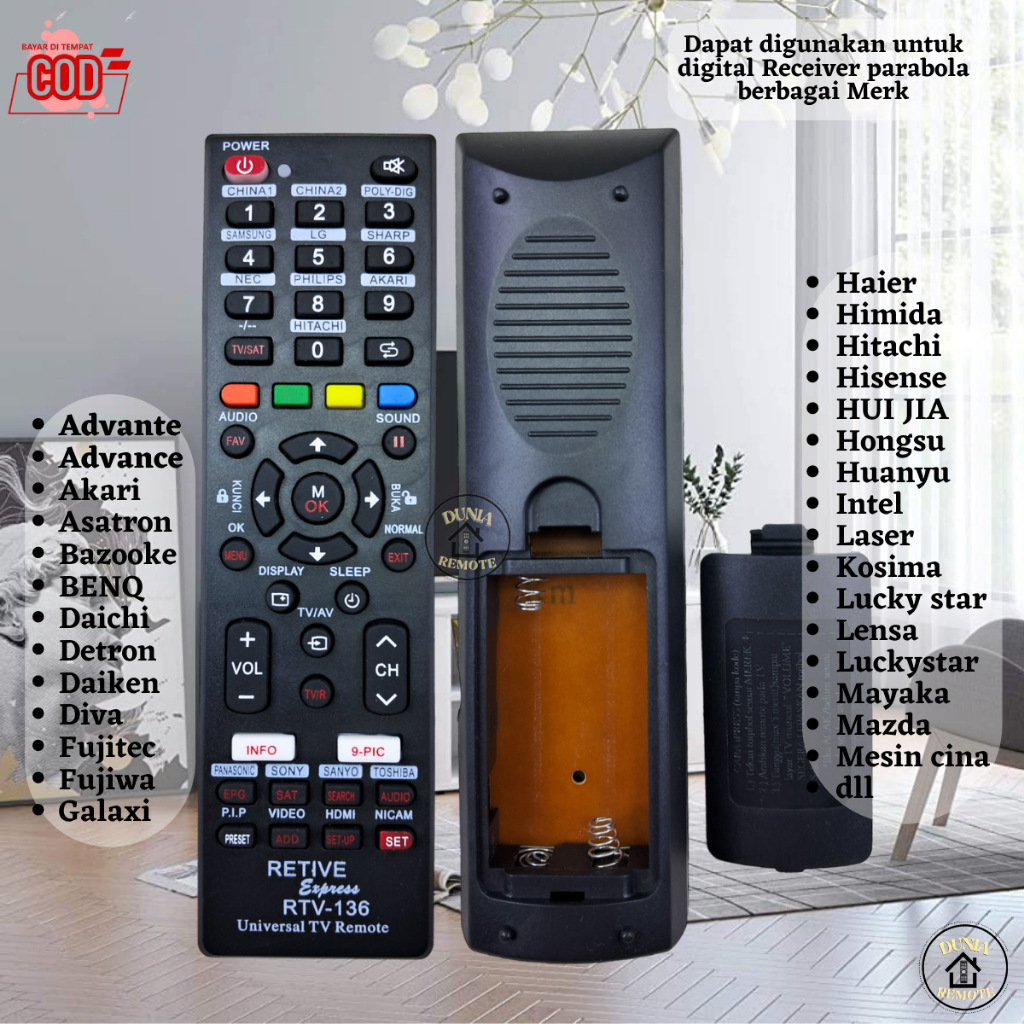 Jual Remot Remote TV Multi LCD LED RETIVE +Digital Receiver Parabola ...