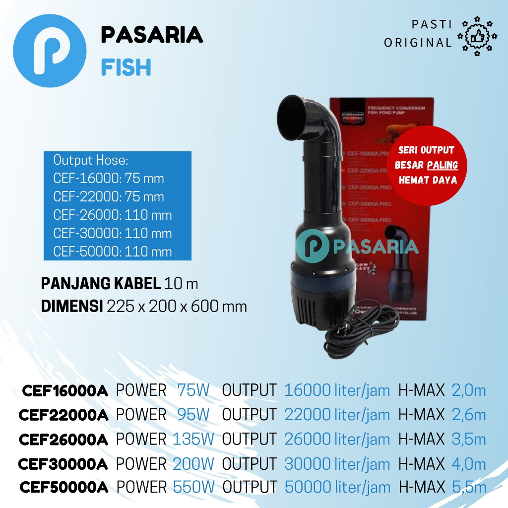 Jual NEW SUNSUN CEF16000A/CEF 16000A Pompa Celup PRO Kolam/Tambak Hemat ...