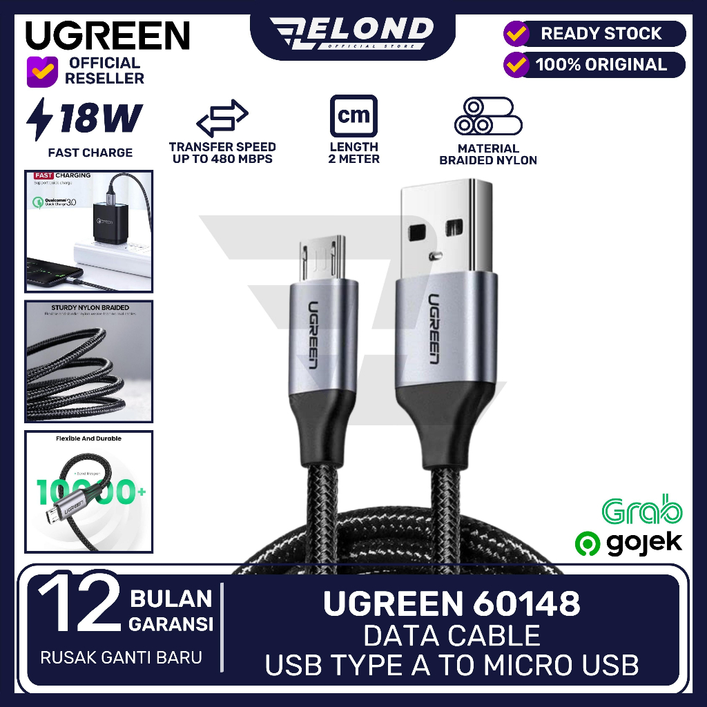 Jual Kabel Data Micro Usb Qc Fast Charging Ugreen Us Shopee Indonesia