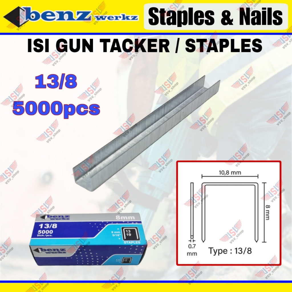 Jual ISI Staples gun 13/8 Refill Gun Tacker Stapler Staples Jok 8mm
