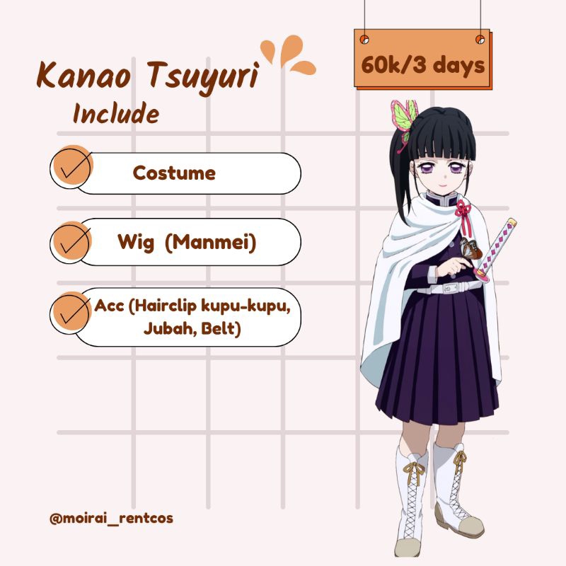 Jual RENTAL COSTUME COSPLAY KANAO TSUYURI KIMETSU NO YAIBA | Shopee ...